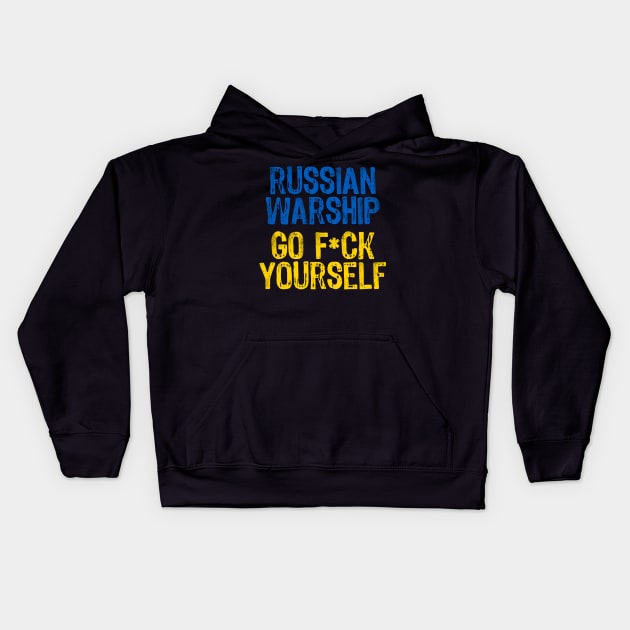 Russian Warship Go F Yourself Kids Hoodie by Scar